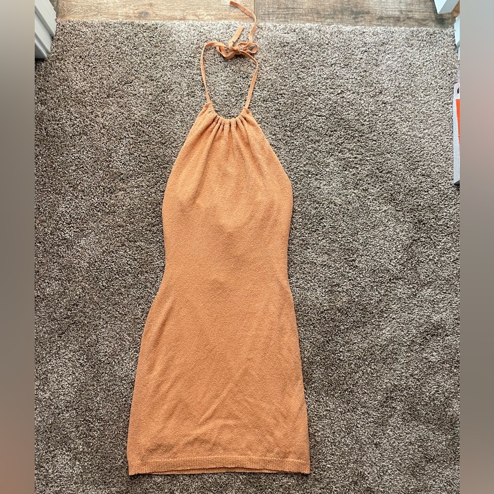 LE LIS SIZE M TERRY CLOTH HALTER DRESS